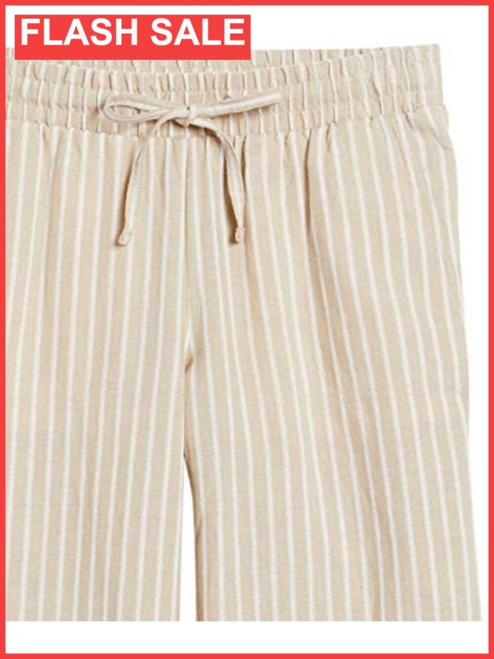 Linen Blend Drawstring Wide Leg Pants Mid Rise Pull On - Picture 4 of 6